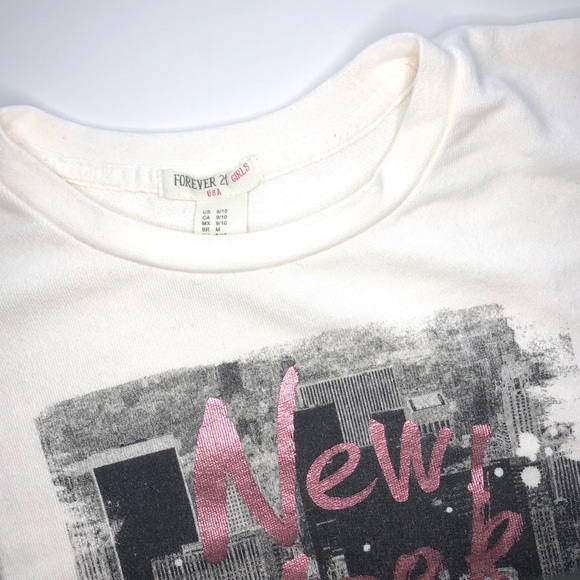Forever 21 Girls Ivory NY ❤️Sweatshirt Size 9-10 - Picture 5 of 7